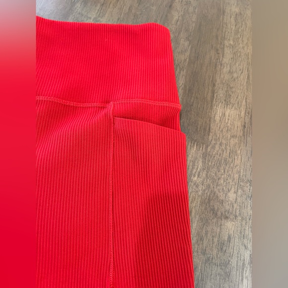 Athleta Salutation Stash Rib Flare Pants XL Red Pockets Yoga Studio Lounge comfy - Picture 5 of 9